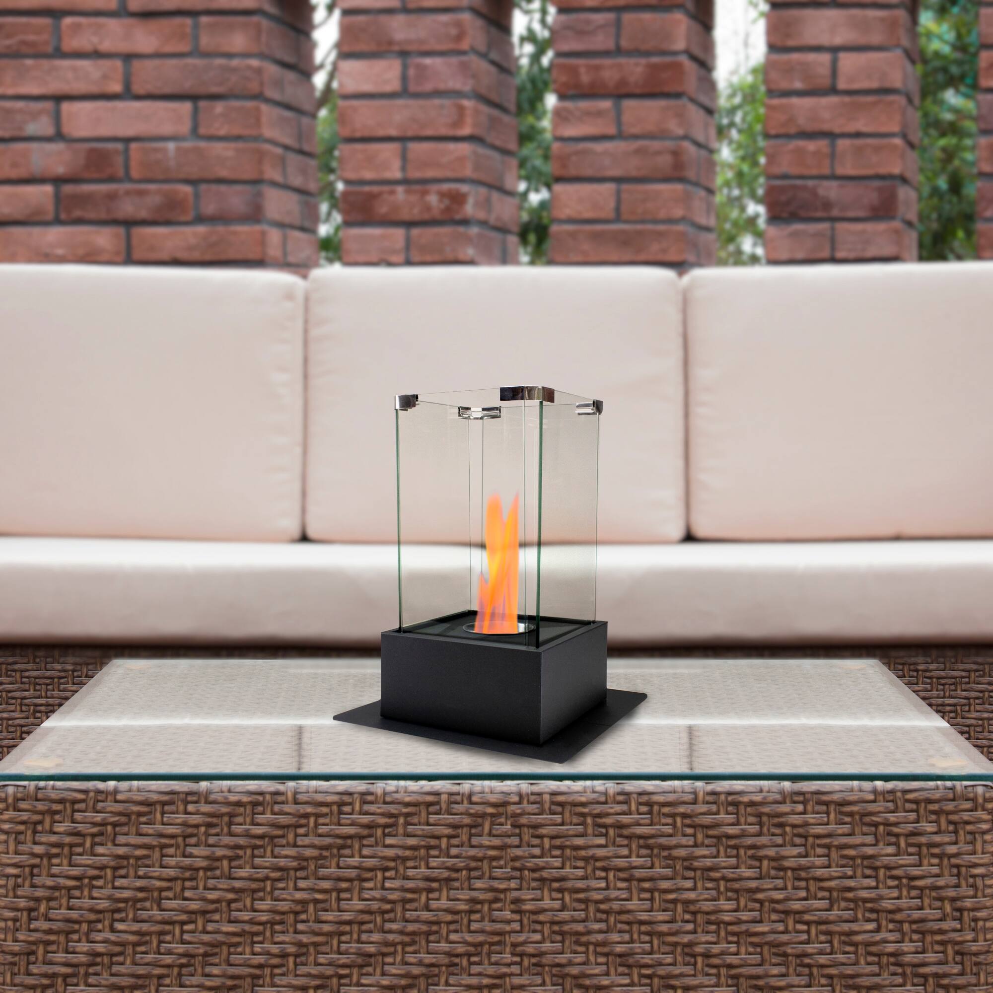 15" Bio Ethanol Ventless Portable Tabletop Fireplace with Flame Guard